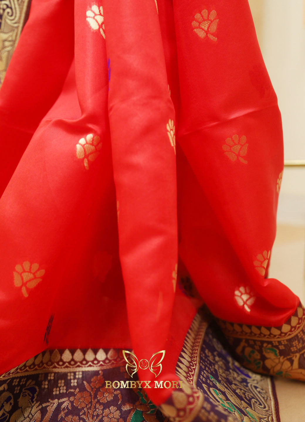 Red and violet Baluchari saree
