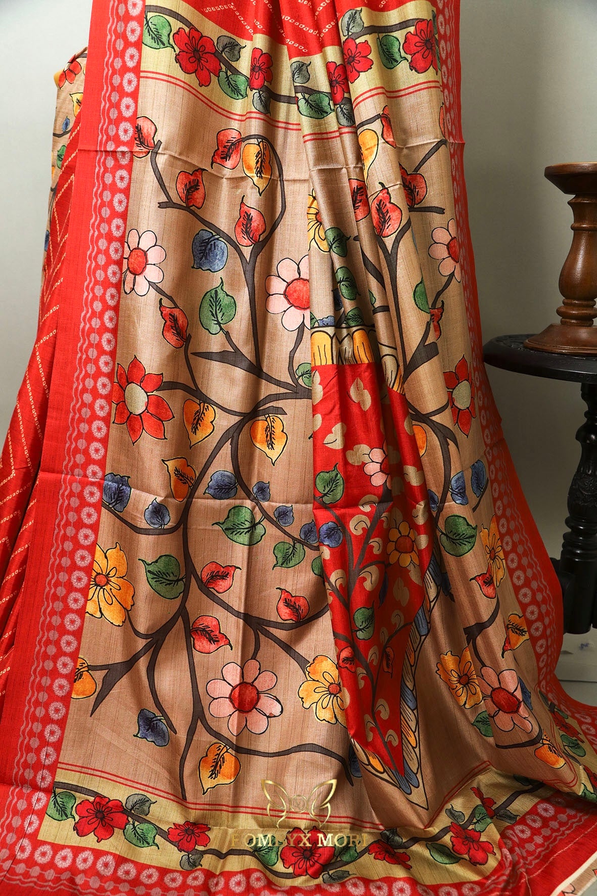 Red and Beige Rajwada Saree