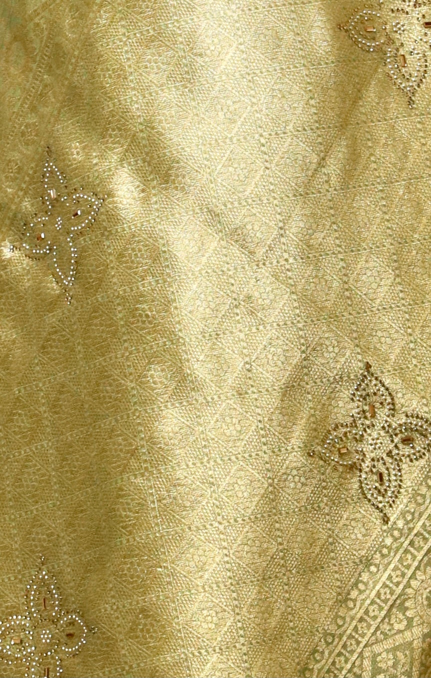 Jade Green and Golden Rajwada Saree