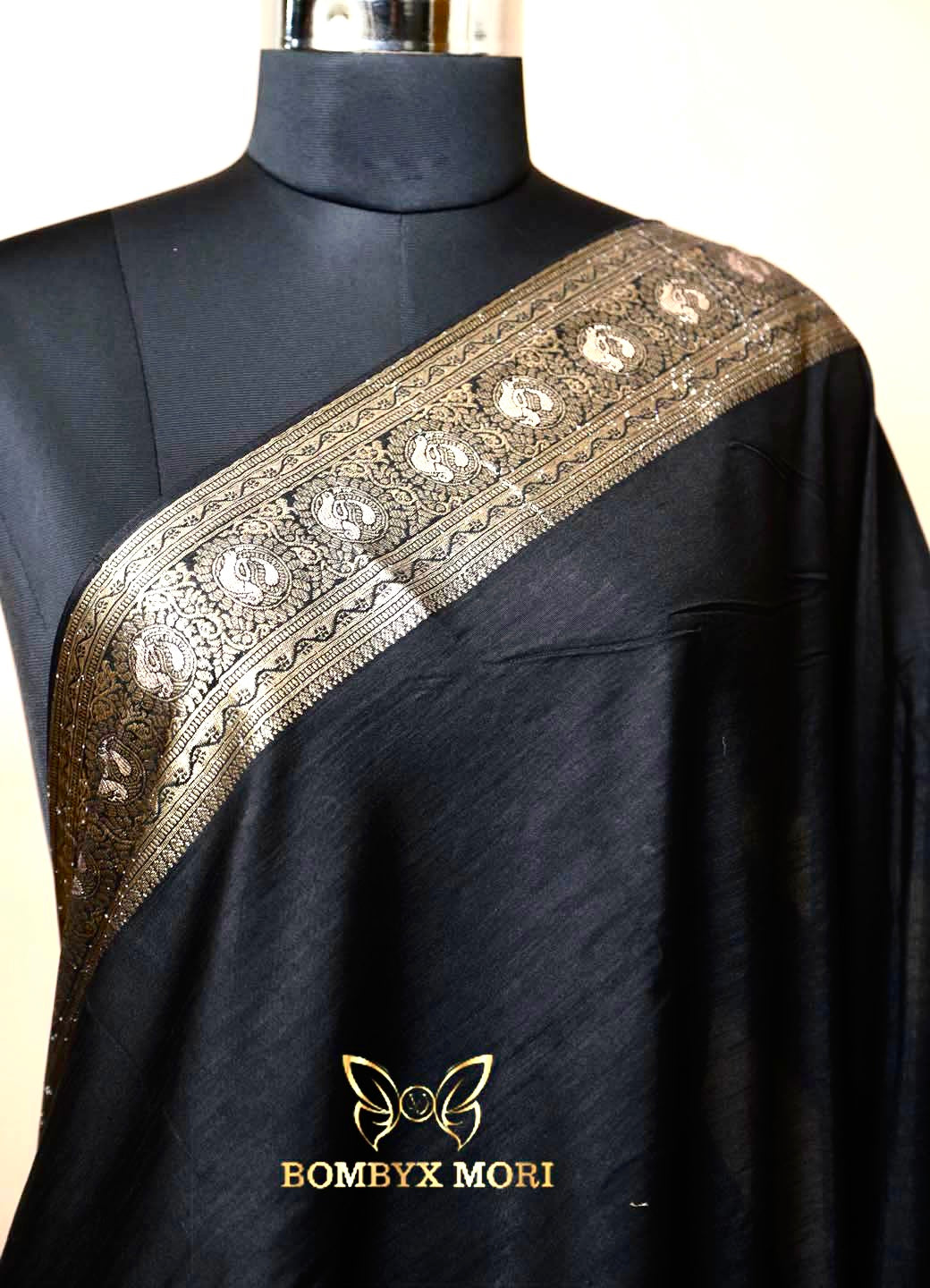 Magical Black and Golden Dola Silk Saree
