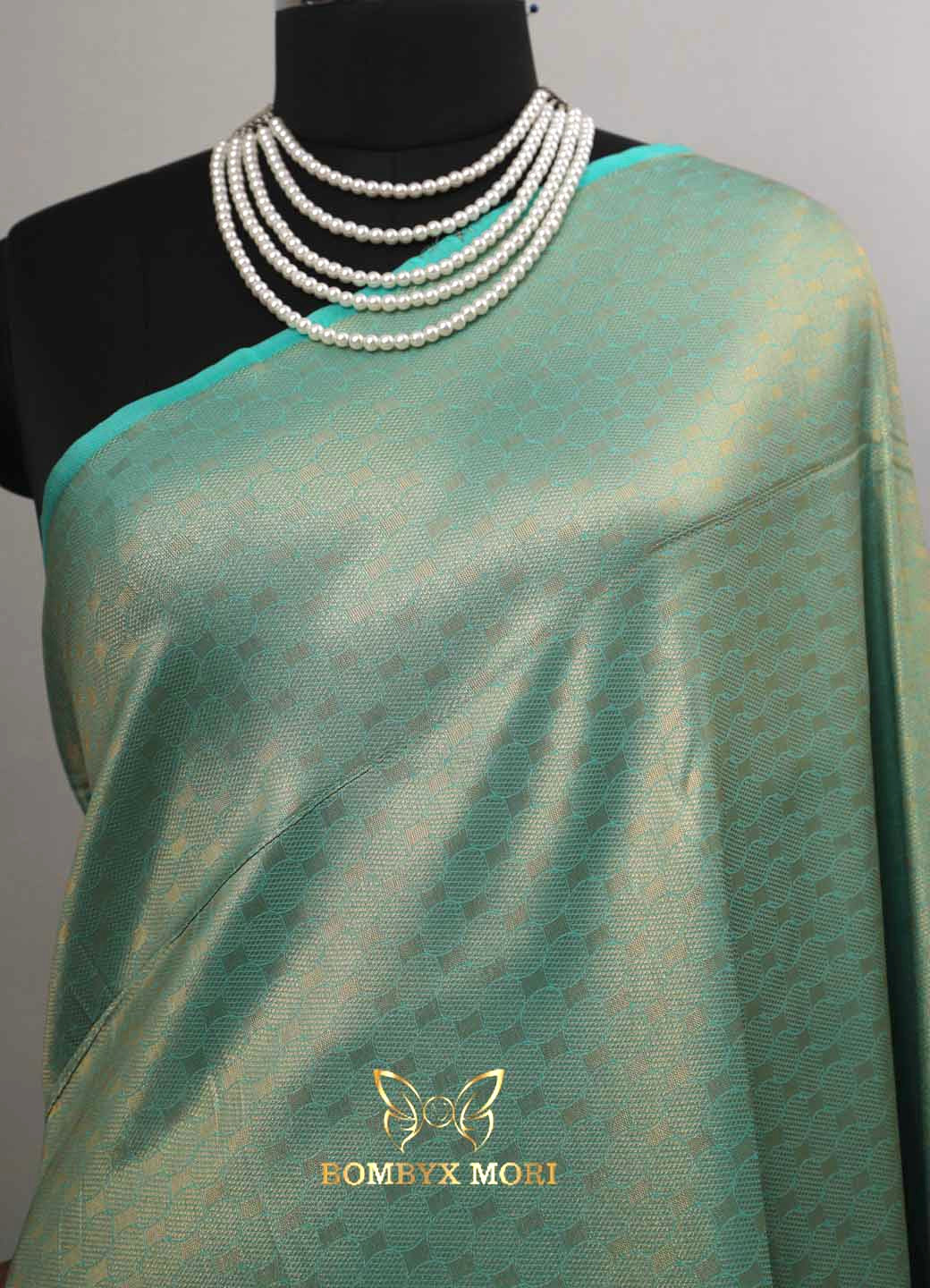 Blue Brocade Silk Saree