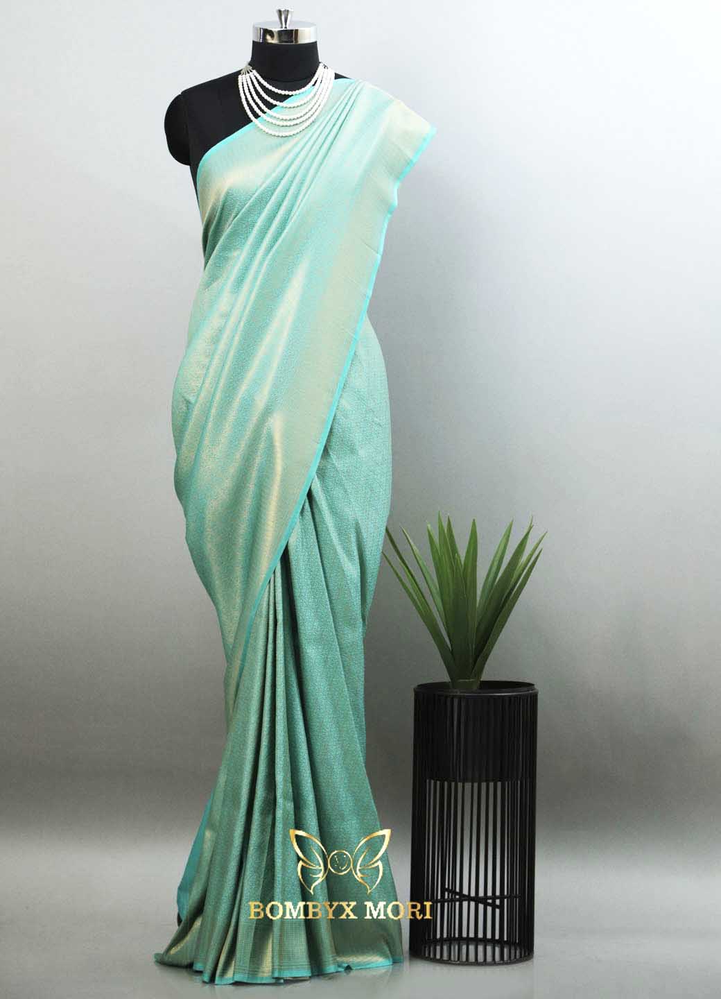 Blue Brocade Silk Saree
