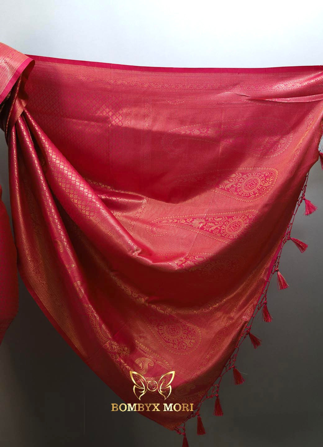 Royal magenta pink kanjeevaram brocade silk saree