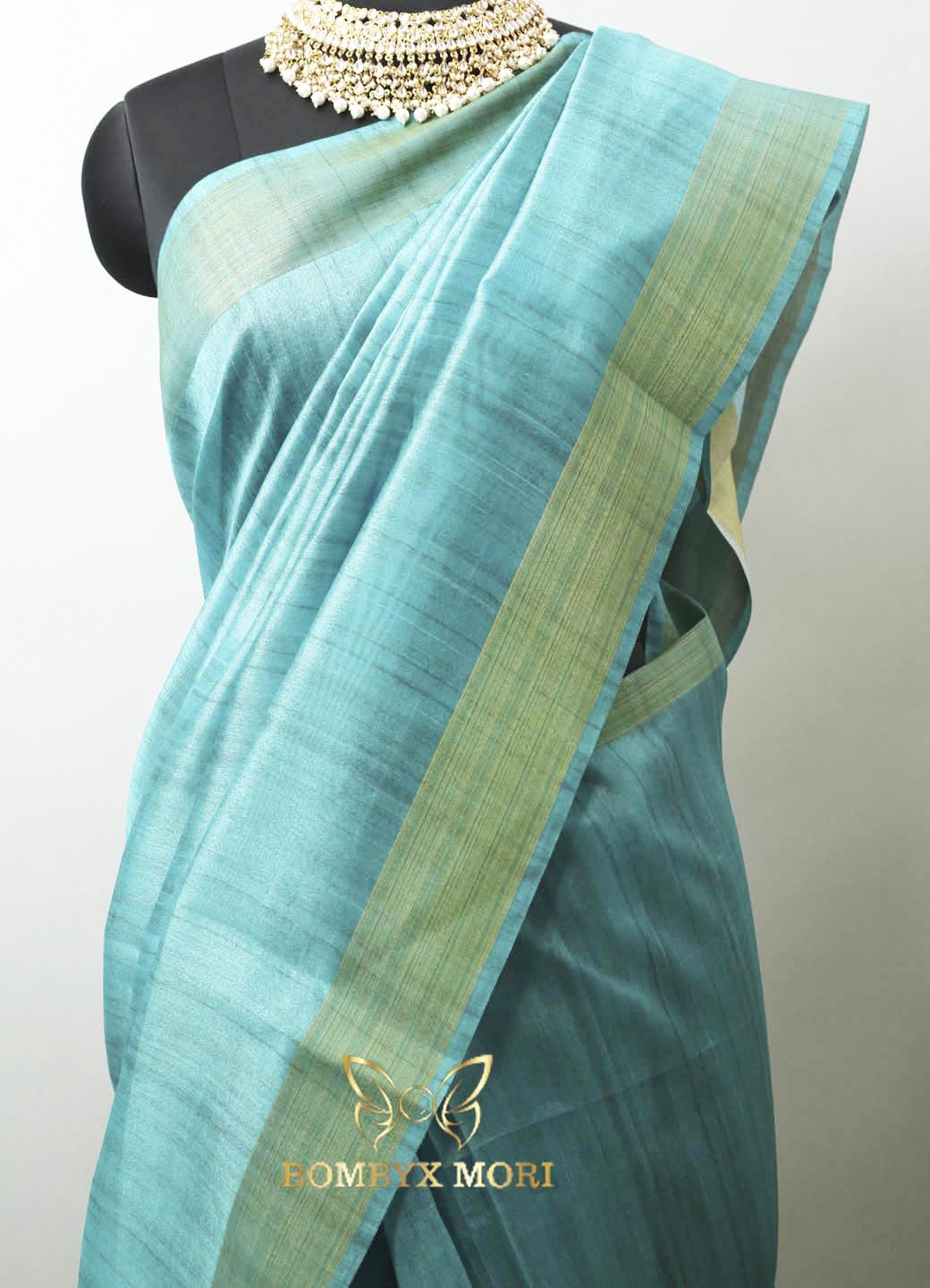 Teal and Hot Pink Bhagalpuri Saree