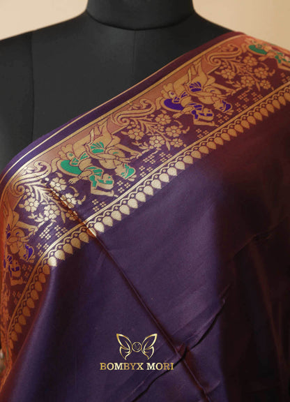 Red and violet  Baluchari saree