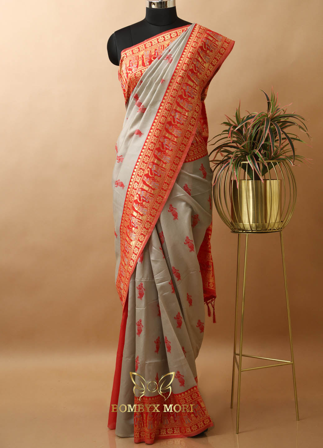 Grey and Red Fairy Tale Saree