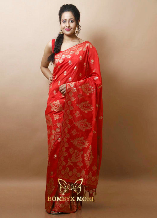 Ravishing Red Rajwada Saree