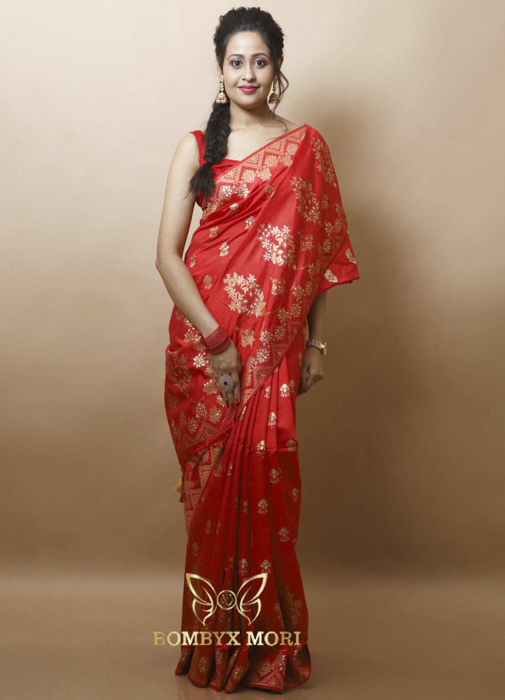 Ravishing Red Rajwada Saree