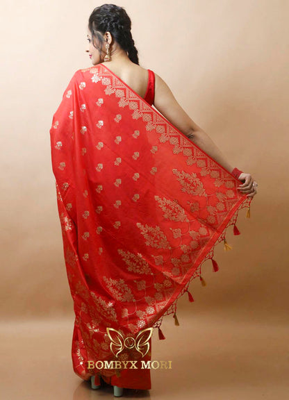 Ravishing Red Rajwada Saree