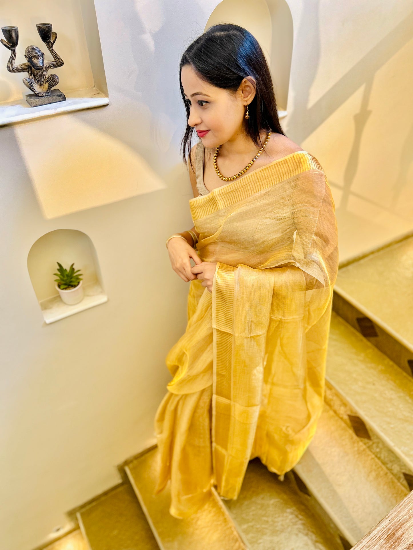 Golden Tissue Saree.