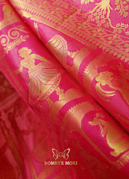 Red & Pink Silk Baluchari