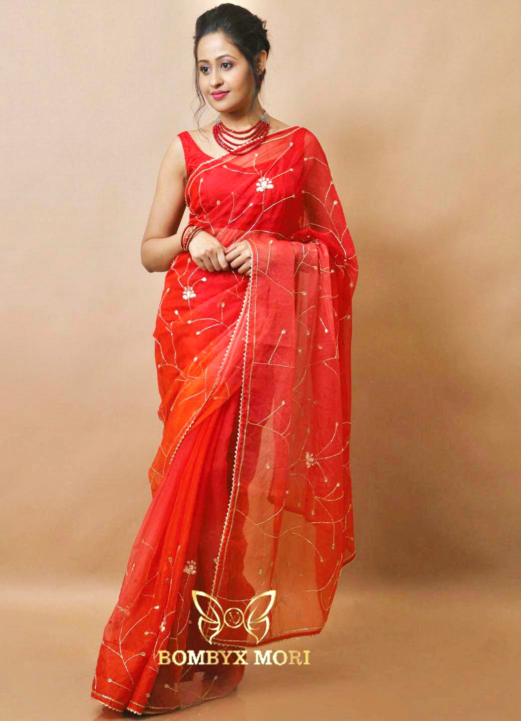 Red Rajwada Saree