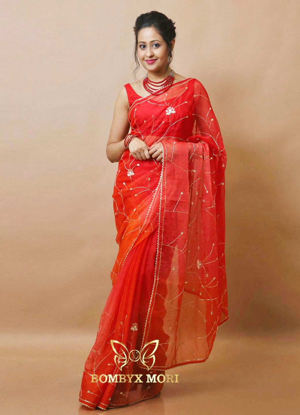 Red Rajwada Saree