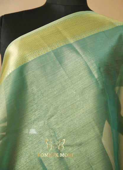 Mint Green and Golden Tissue Saree