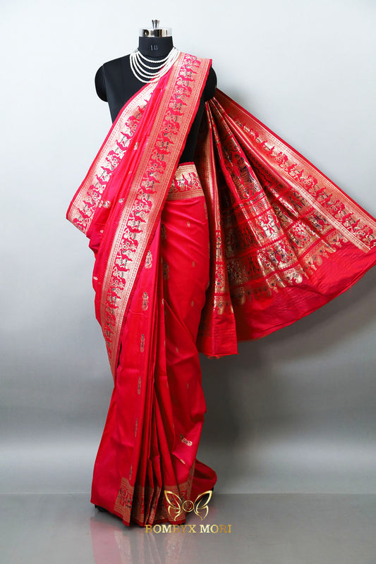 Fuchsia Pink Baluchari saree