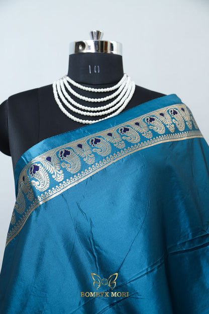 Star Command blue Baluchari Saree