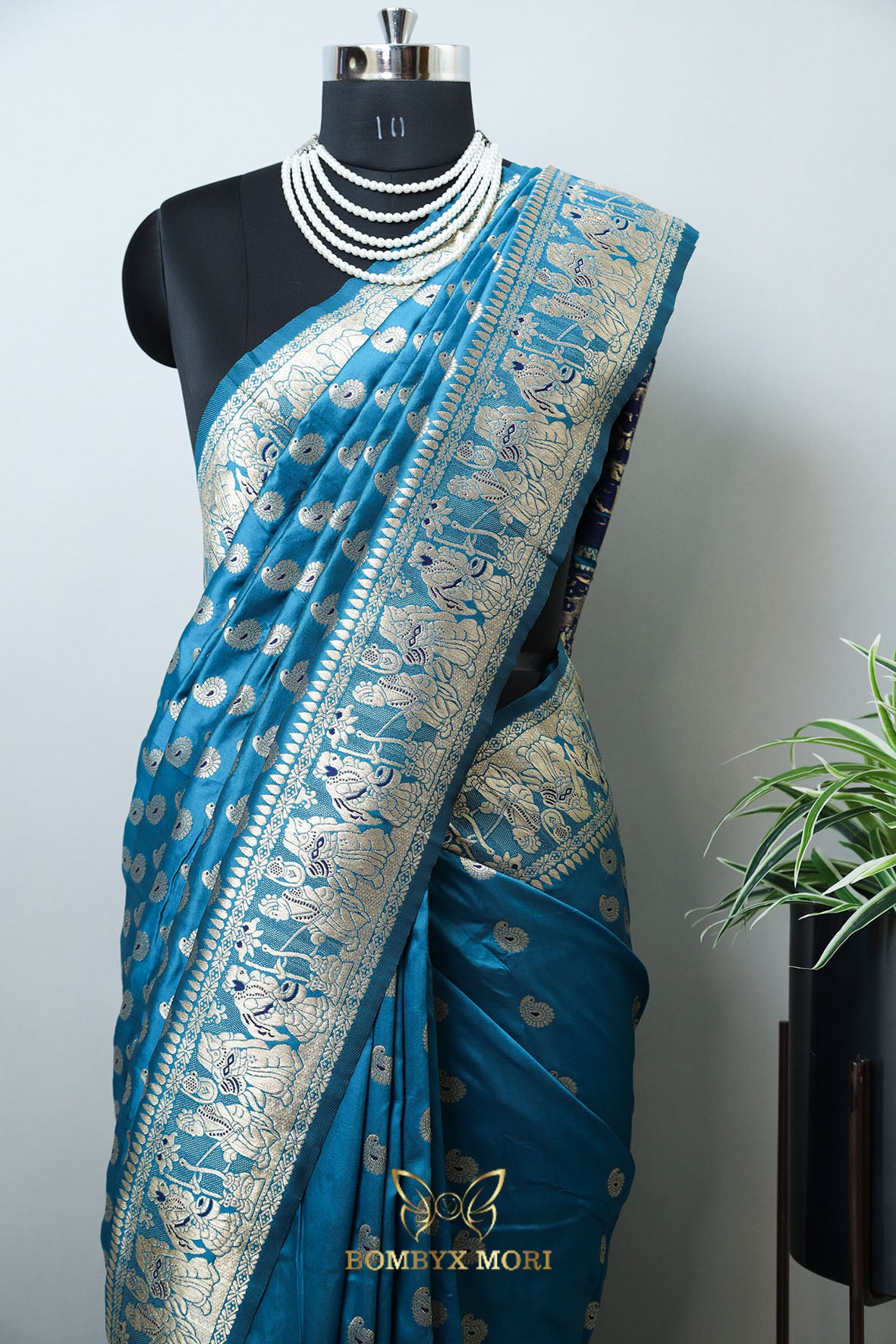 Star Command blue Baluchari Saree