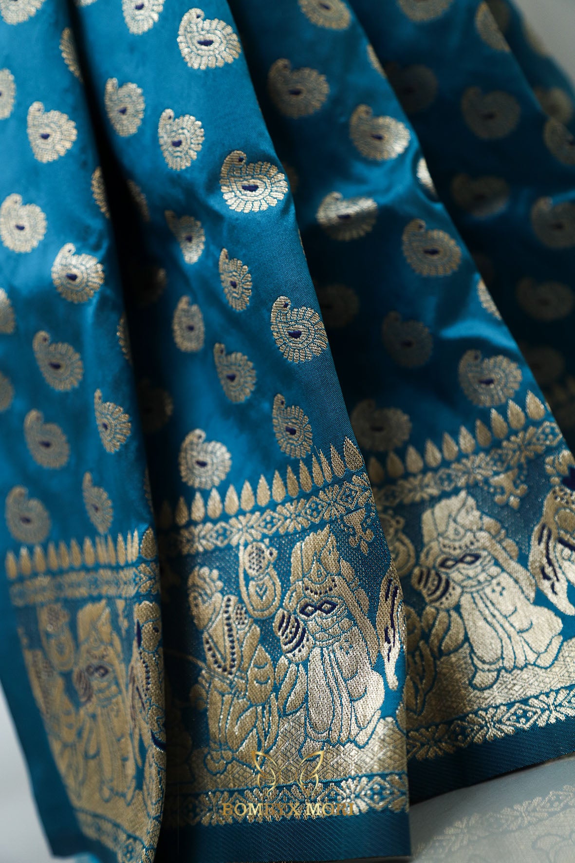 Star Command blue Baluchari Saree