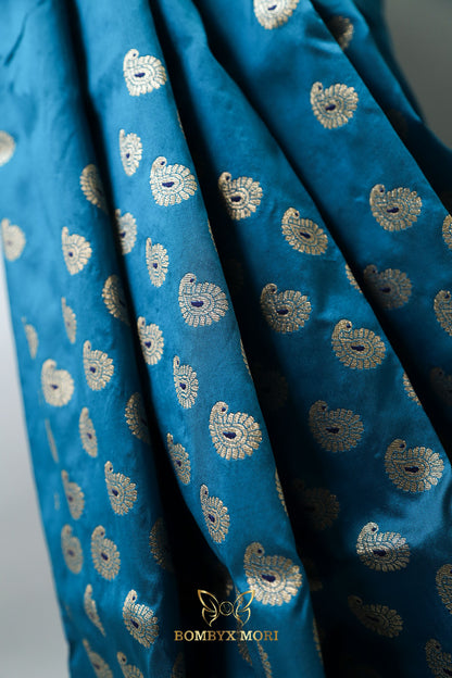 Star Command blue Baluchari Saree