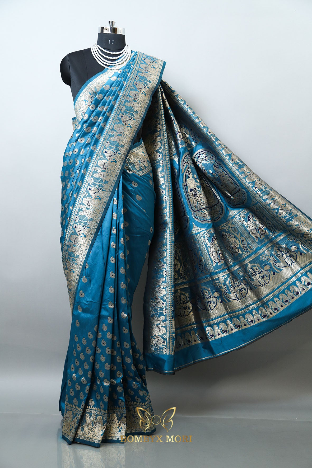 Star Command blue Baluchari Saree