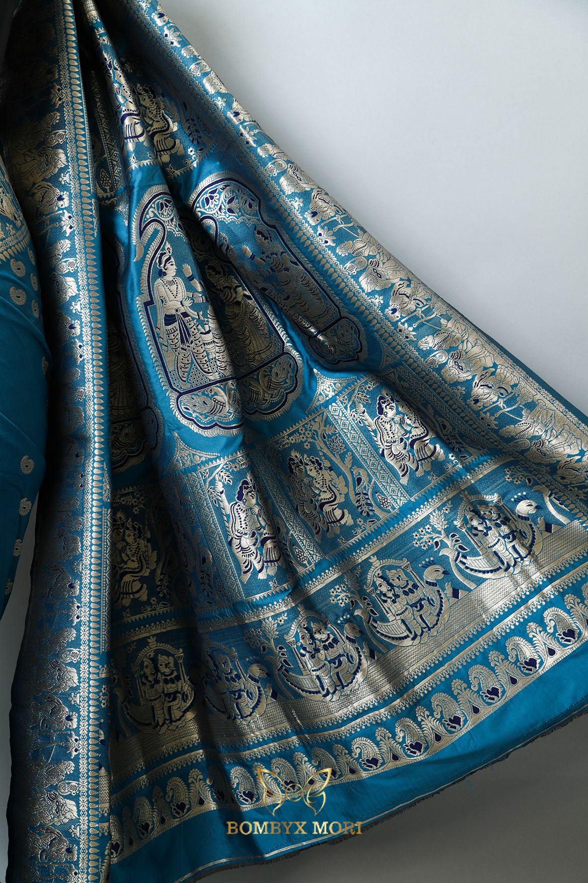 Star Command blue Baluchari Saree