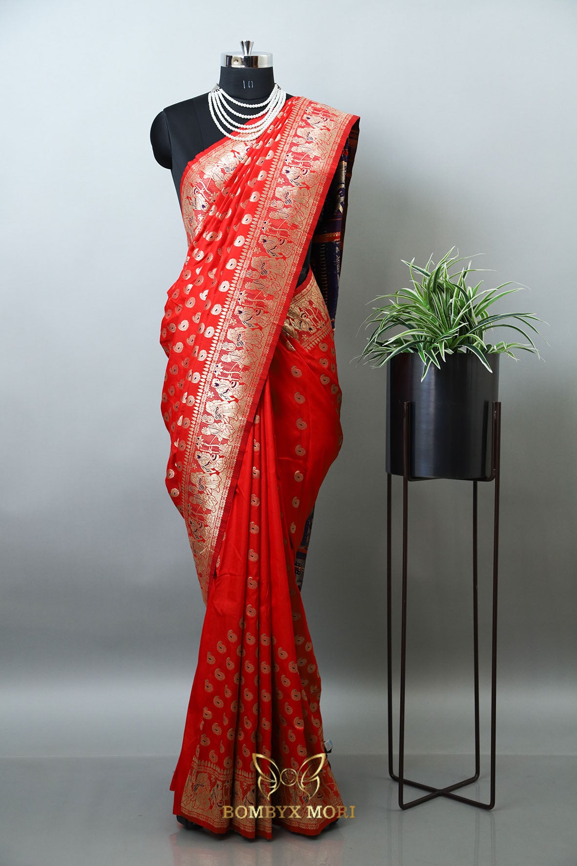 Bridal Red Baluchari saree