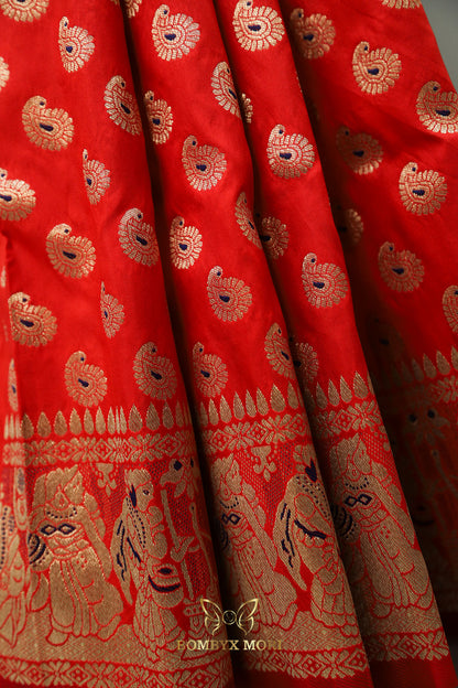 Bridal Red Baluchari saree