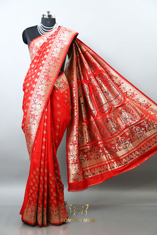 Bridal Red Baluchari saree