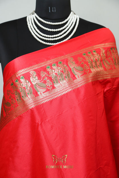 Scarlet Red Baluchari Saree