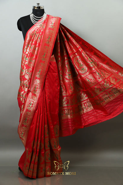 Scarlet Red Baluchari Saree