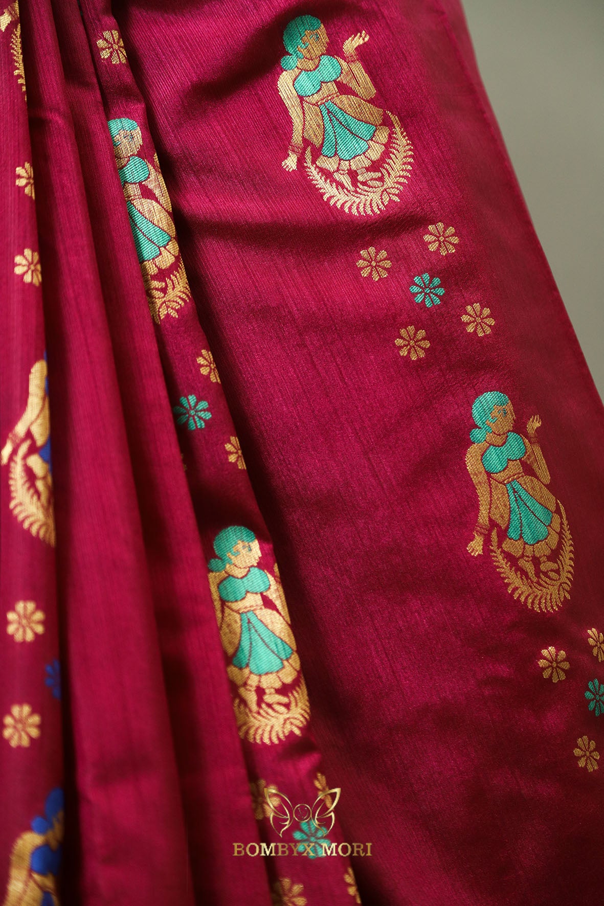 Exquisite Blue  and wine Baluchari Saree