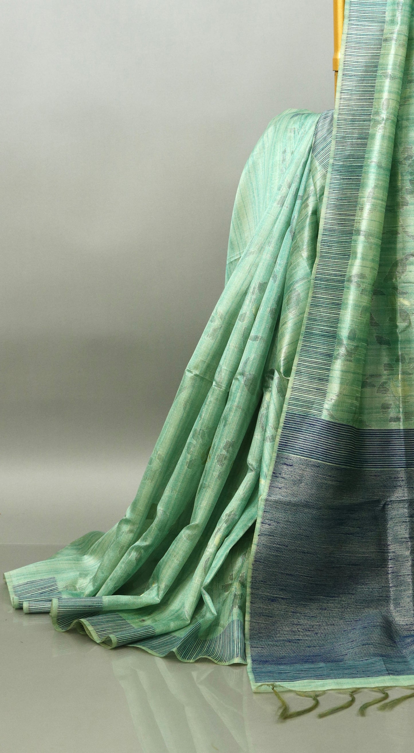 Mint Green and Blue Bhagalpuri saree