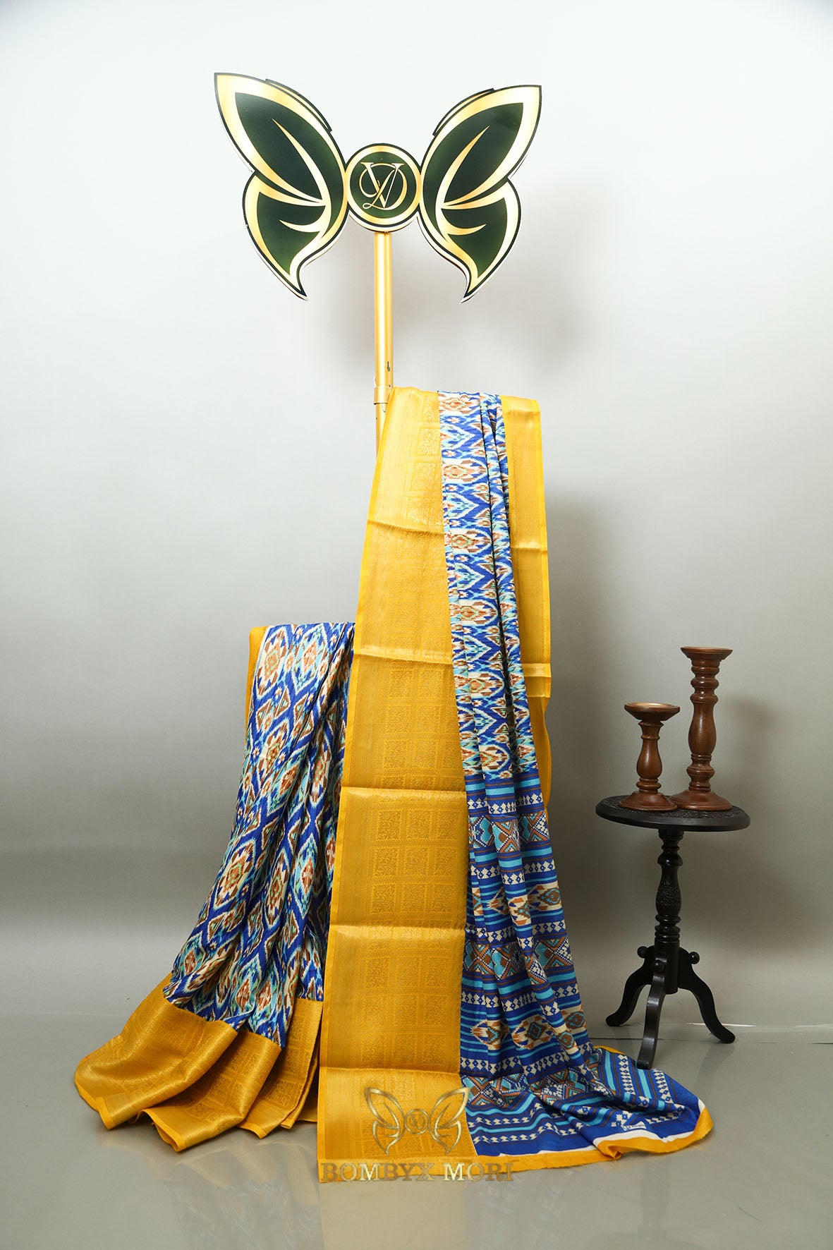 Blue and Yellow Tie Dye Saree