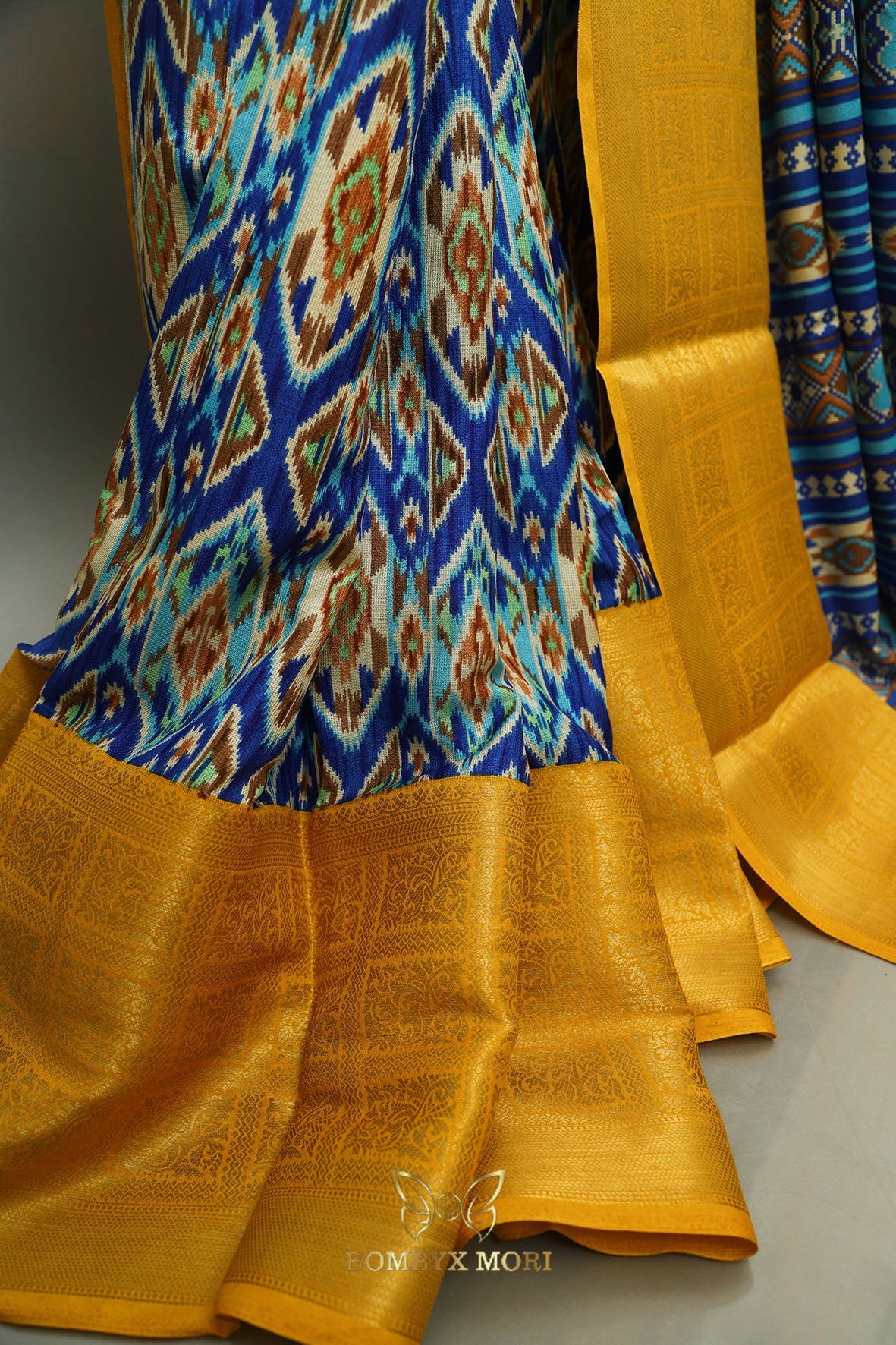 Blue and Yellow Tie Dye Saree