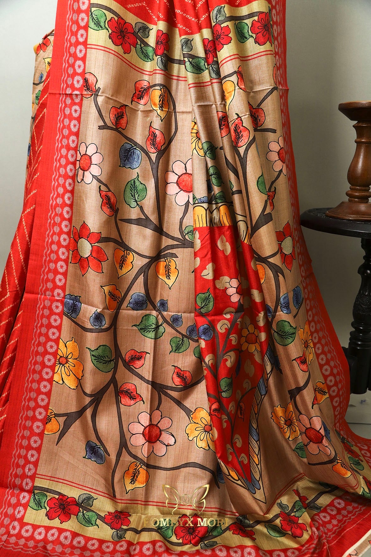 Red and Beige Rajwada Saree