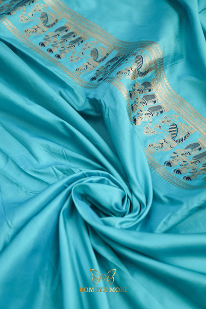 Pacific Blue Baluchari saree