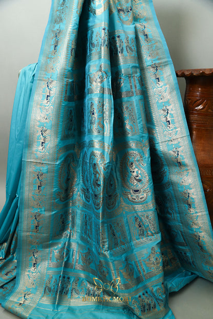 Pacific Blue Baluchari saree