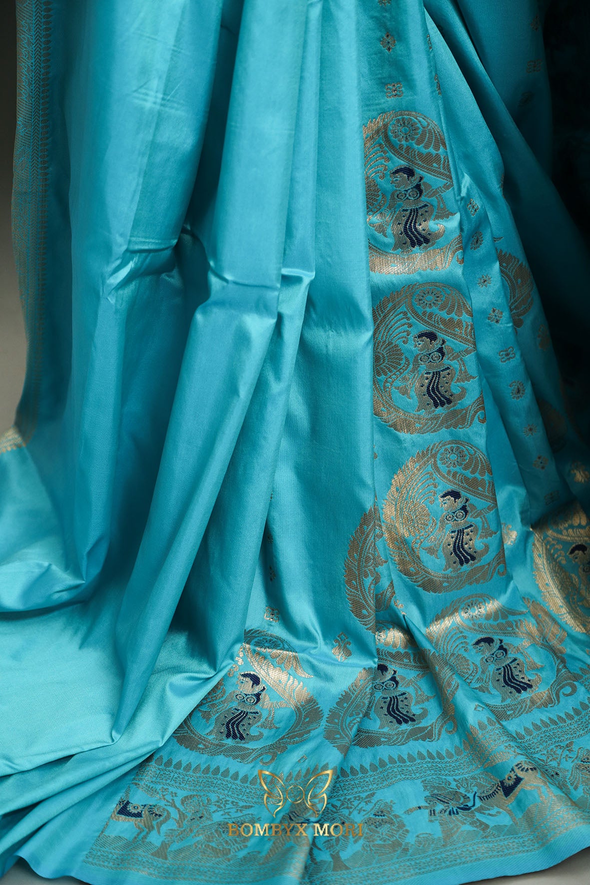 Pacific Blue Baluchari saree