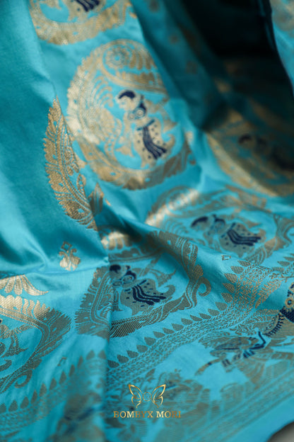 Pacific Blue Baluchari saree