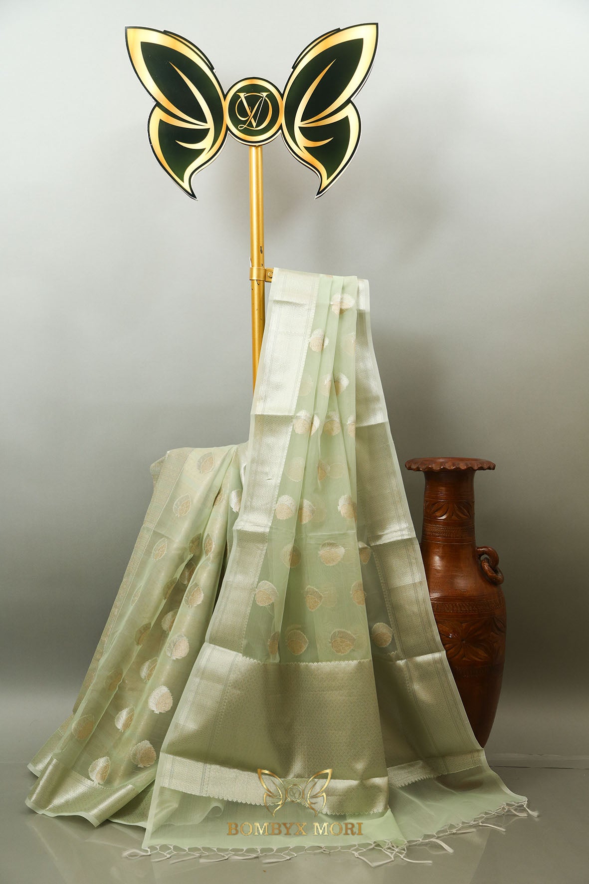 Pistachio Green Organza Saree