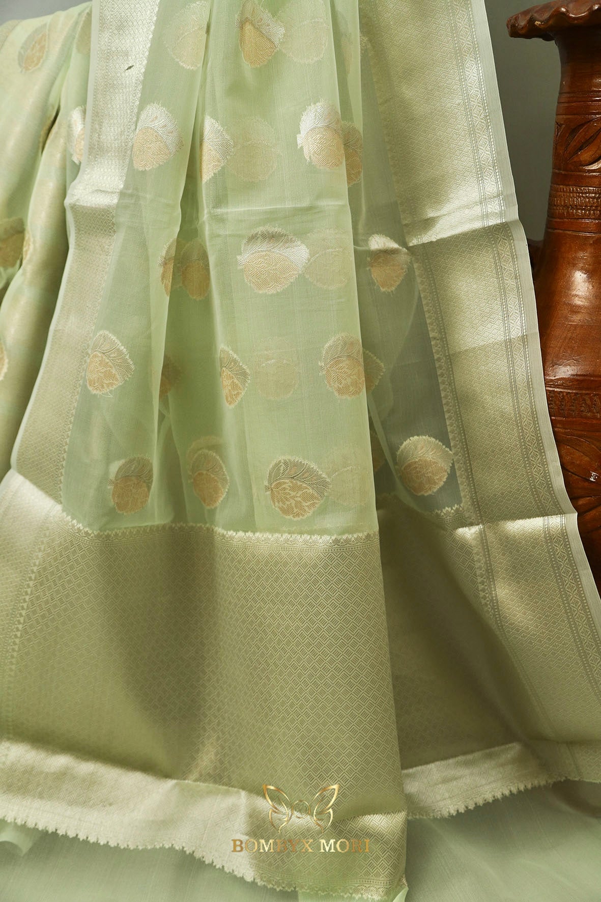 Pistachio Green Organza Saree