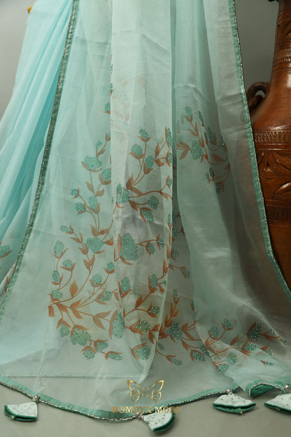 Persian Green Rajwada Saree,