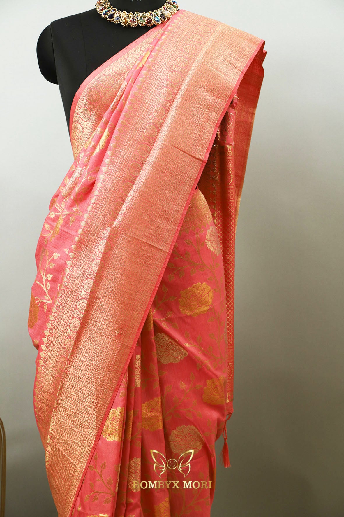 Soft Pink Golden Uppada Silk Saree,