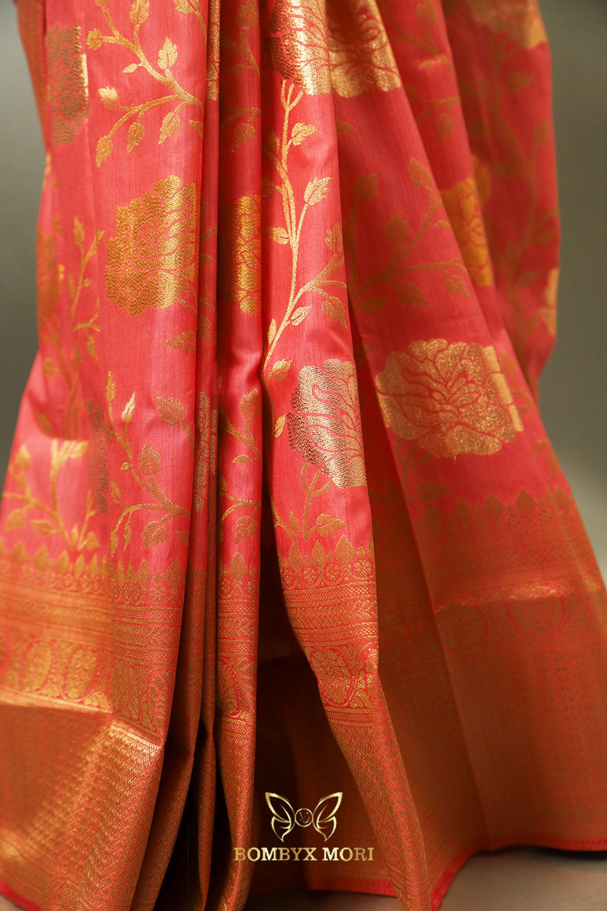 Soft Pink Golden Uppada Silk Saree,