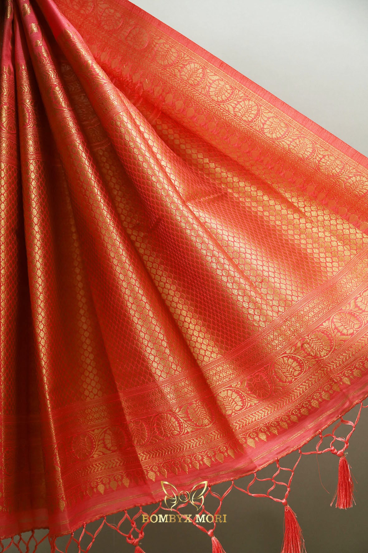 Soft Pink Golden Uppada Silk Saree,