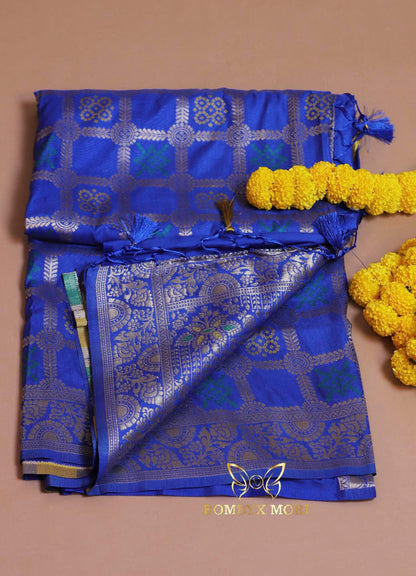 Eternal Indigo Blue Gharchola Silk Saree