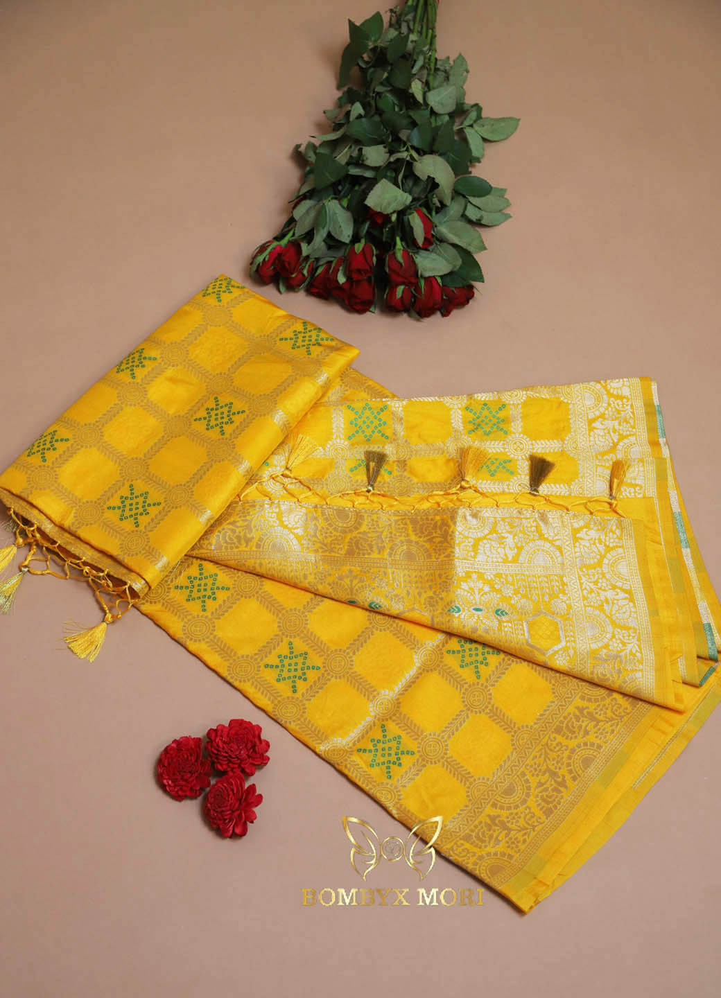 Golden Radiance Yellow Gharchola Saree