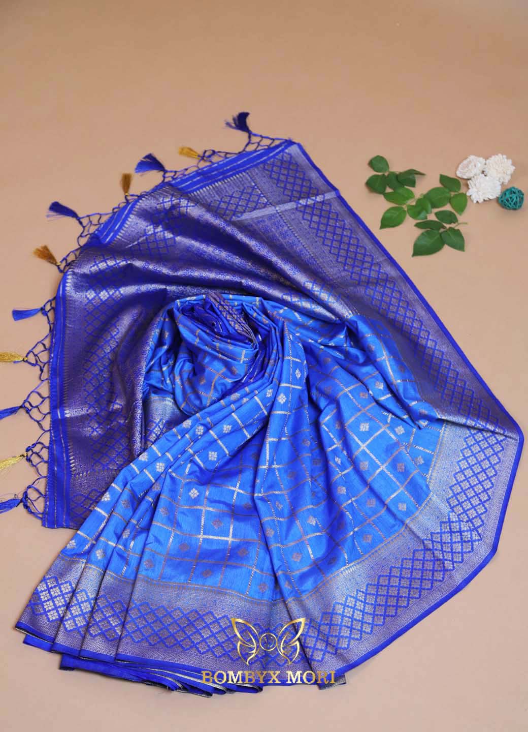 Majestic Blue Gharchola Silk Saree