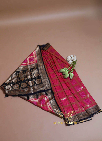 Pink Gharchola Bandhani Saree