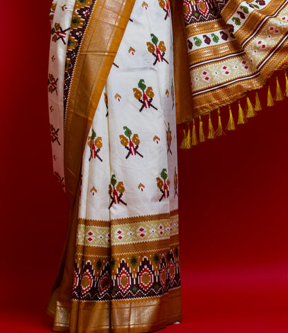 Cocoa Elegance Patola Silk Saree